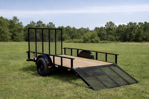 6' x 10' Carry-On Single Axle Utility Trailer – Heavy-Duty Open Deck Trailer with 4-Foot Rear Mesh Ramp and 2,990 lb. GVWR