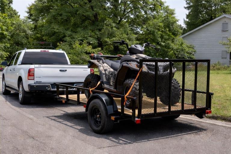 6' x 10' Carry-On Single Axle Utility Trailer – Heavy-Duty Open Deck Trailer with 4-Foot Rear Mesh Ramp and 2,990 lb. GVWR