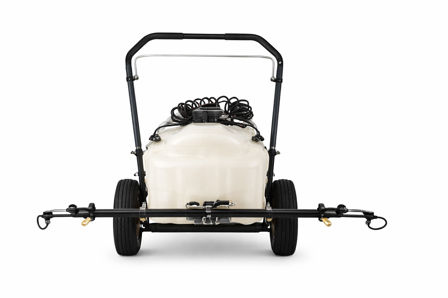 25-Gallon Tow-Behind Trailer Sprayer with Folding Boom – 12V High-Flow Pump, Universal Hitch for ATVs and Tractors, and Multi-Function Spot Spray Wand