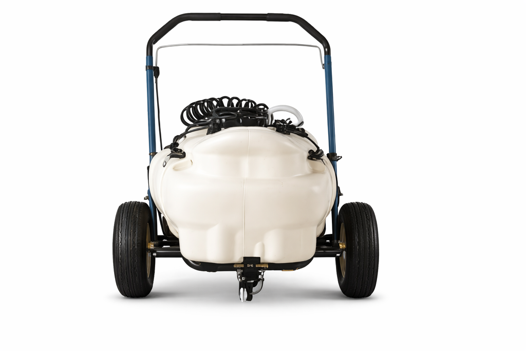 25-Gallon Tow-Behind Trailer Sprayer with Folding Boom – 12V High-Flow Pump, Universal Hitch for ATVs and Tractors, and Multi-Function Spot Spray Wand