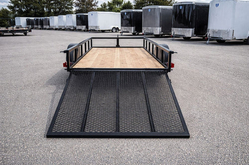 5' x 10' Carry-On Heavy-Duty Utility Trailer – Wood Floor Open Utility Trailer with 4-Foot Rear Mesh Ramp and 2,990 lb. GVWR