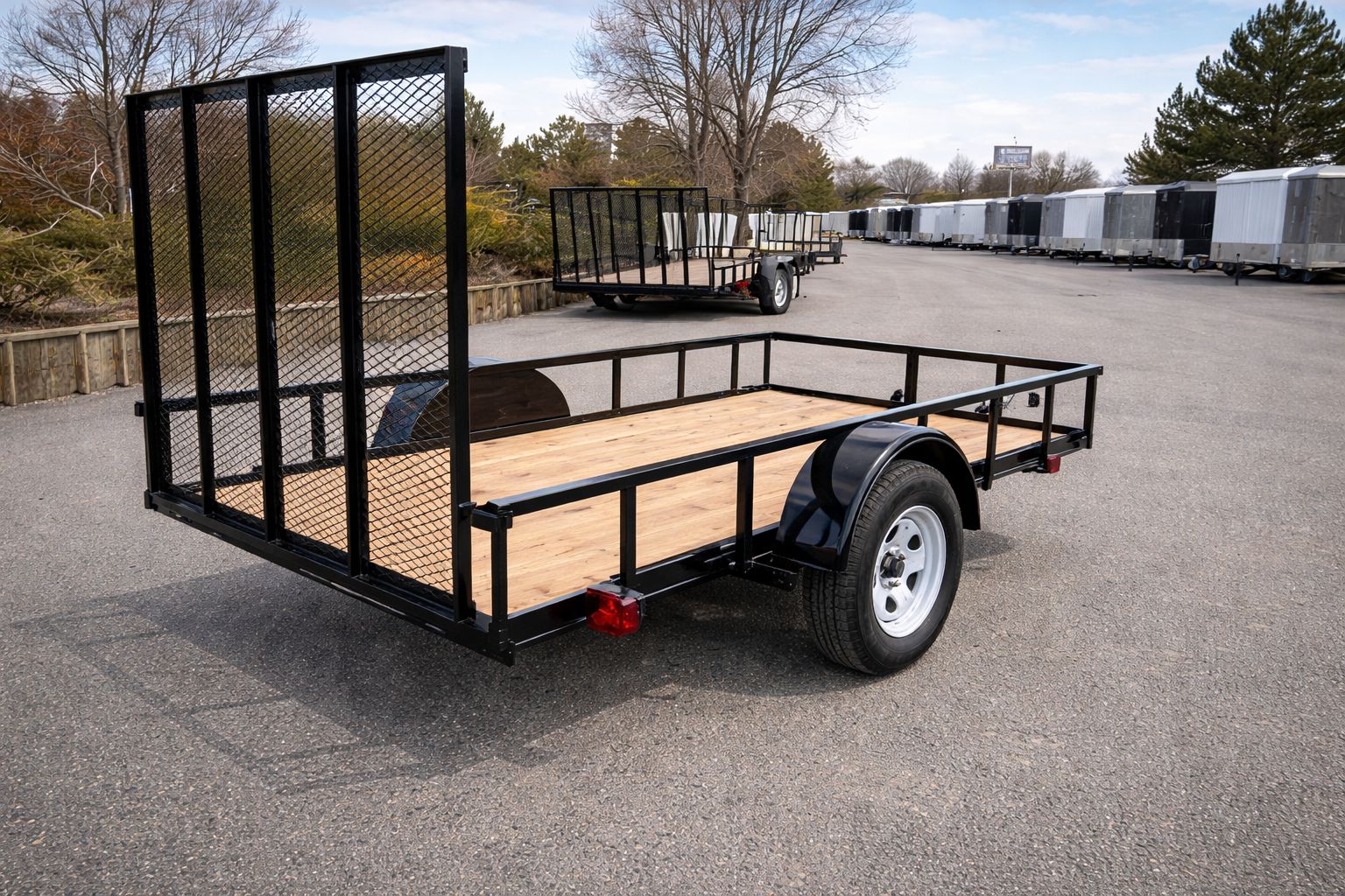 5' x 10' Carry-On Heavy-Duty Utility Trailer – Wood Floor Open Utility Trailer with 4-Foot Rear Mesh Ramp and 2,990 lb. GVWR
