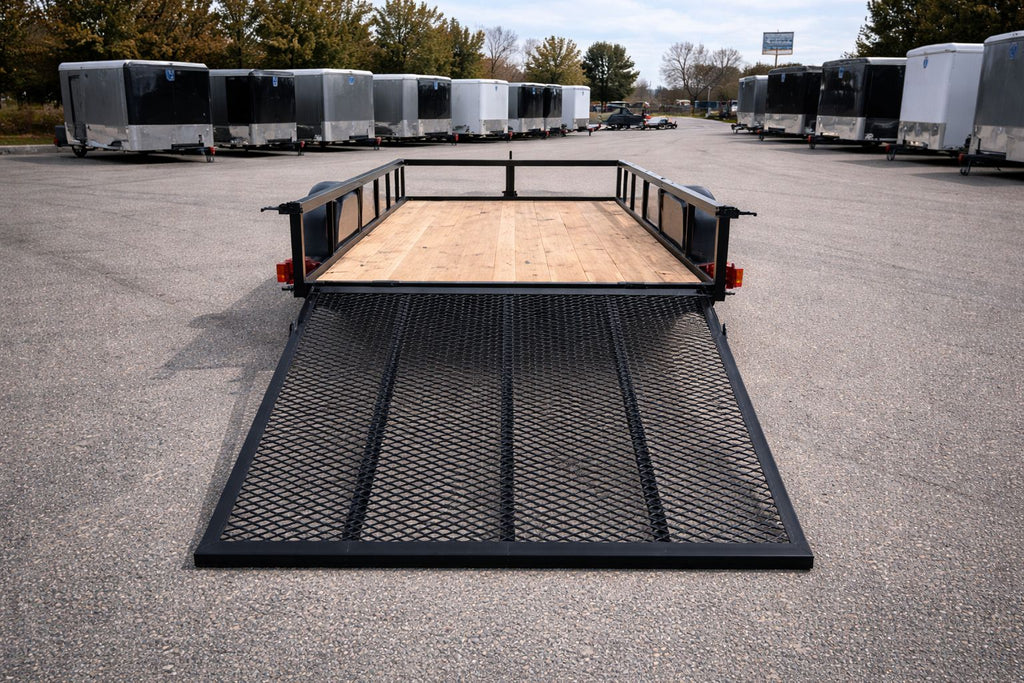 5' x 10' Carry-On Heavy-Duty Utility Trailer – Wood Floor Open Utility Trailer with 4-Foot Rear Mesh Ramp and 2,990 lb. GVWR