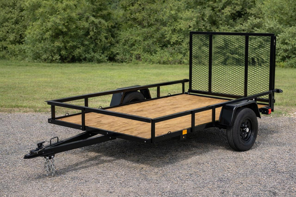 5' x 8' Carry-On Heavy-Duty Utility Trailer – Compact Open Deck Utility Trailer with 4-Foot Rear Mesh Ramp and 2,000 lb. GVWR